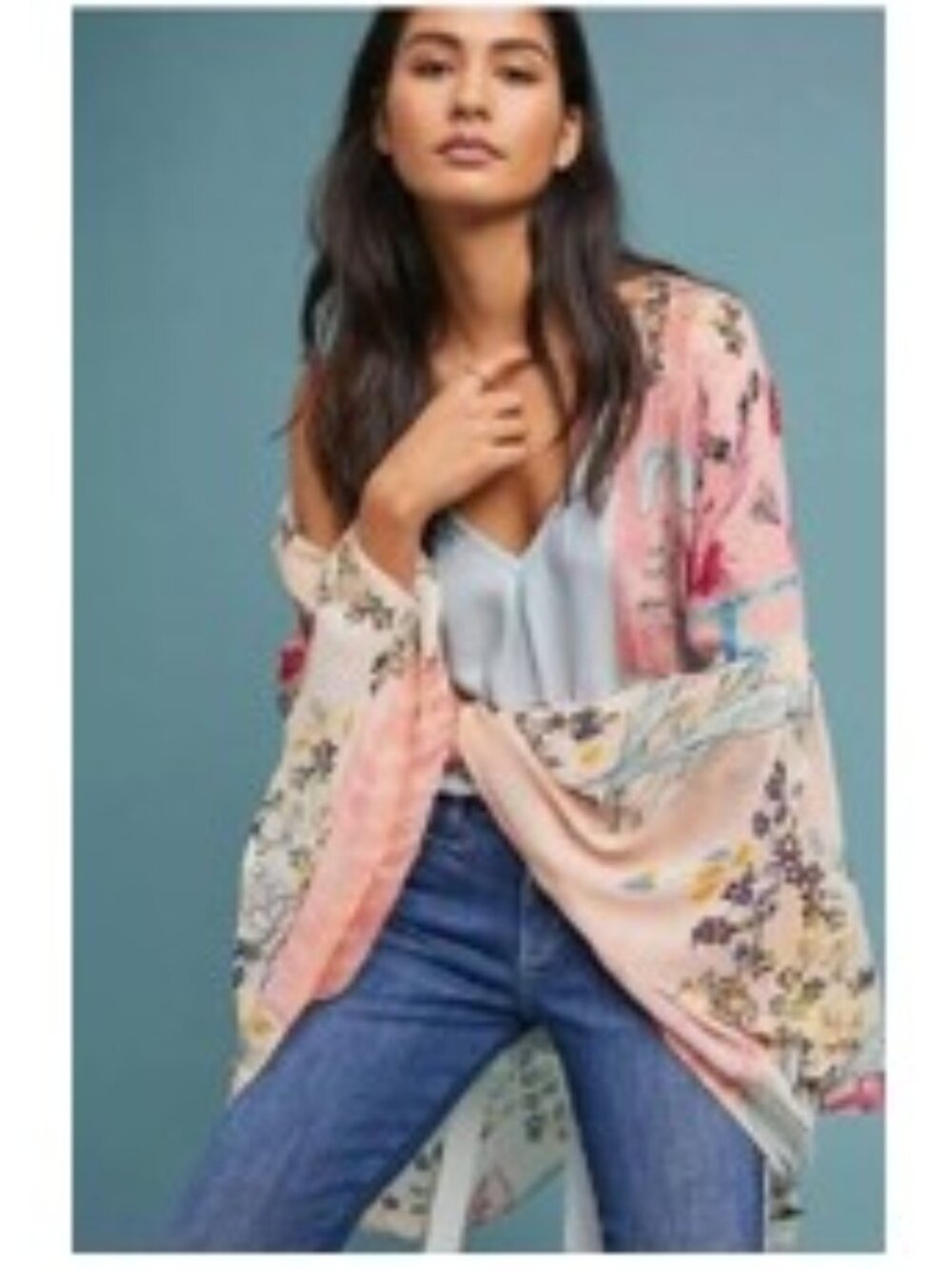 SAACHI Jordin Floral Ruffle Sleeve Kimono from Anthropologie - One Size